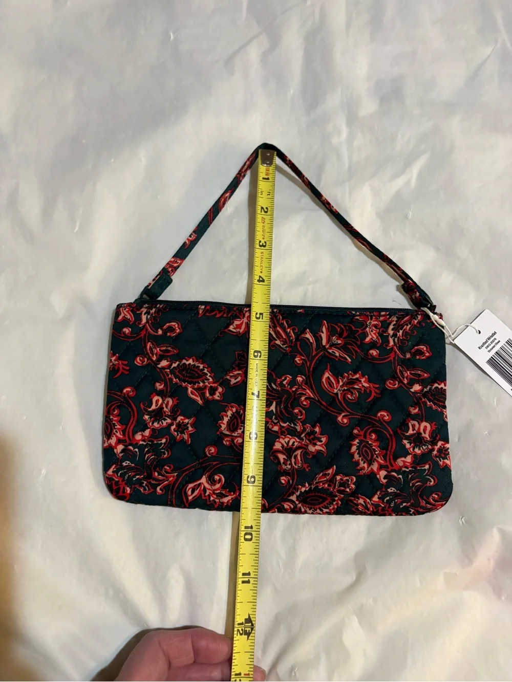 Vera Bradley Navy Blue Quilted Wristlet with Red Floral Print